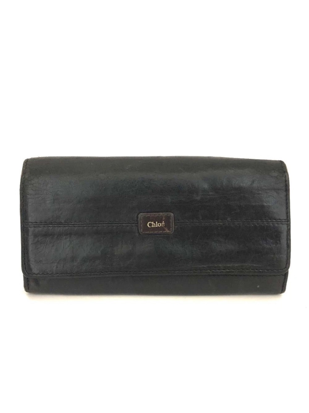 Chloé Vintage Black Leather Continental Flap Wallet👝